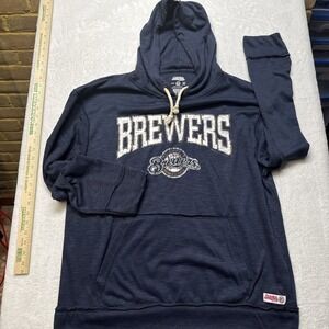Milwaukee Brewers Men's Large Distressed Pullover Hoodie Stitches Official MLB